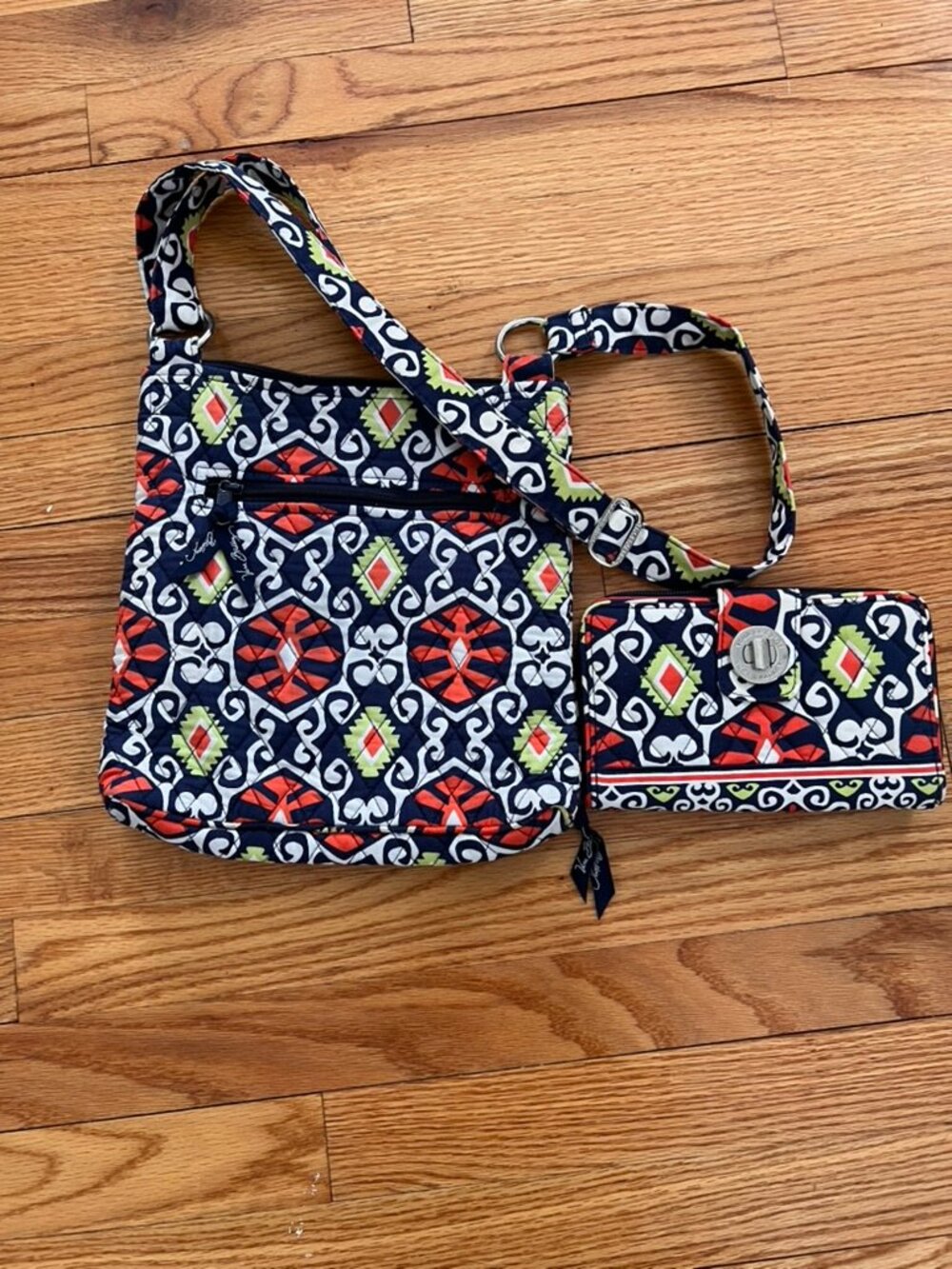 Vera Bradley Crossbody Bag & Matching Wallet Set Quilted Boho Print Purse Bundle